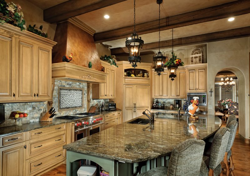 Кухненски остров с повърхност от изкуствен камък