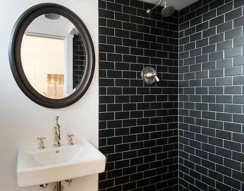 White seams between black tiled boar