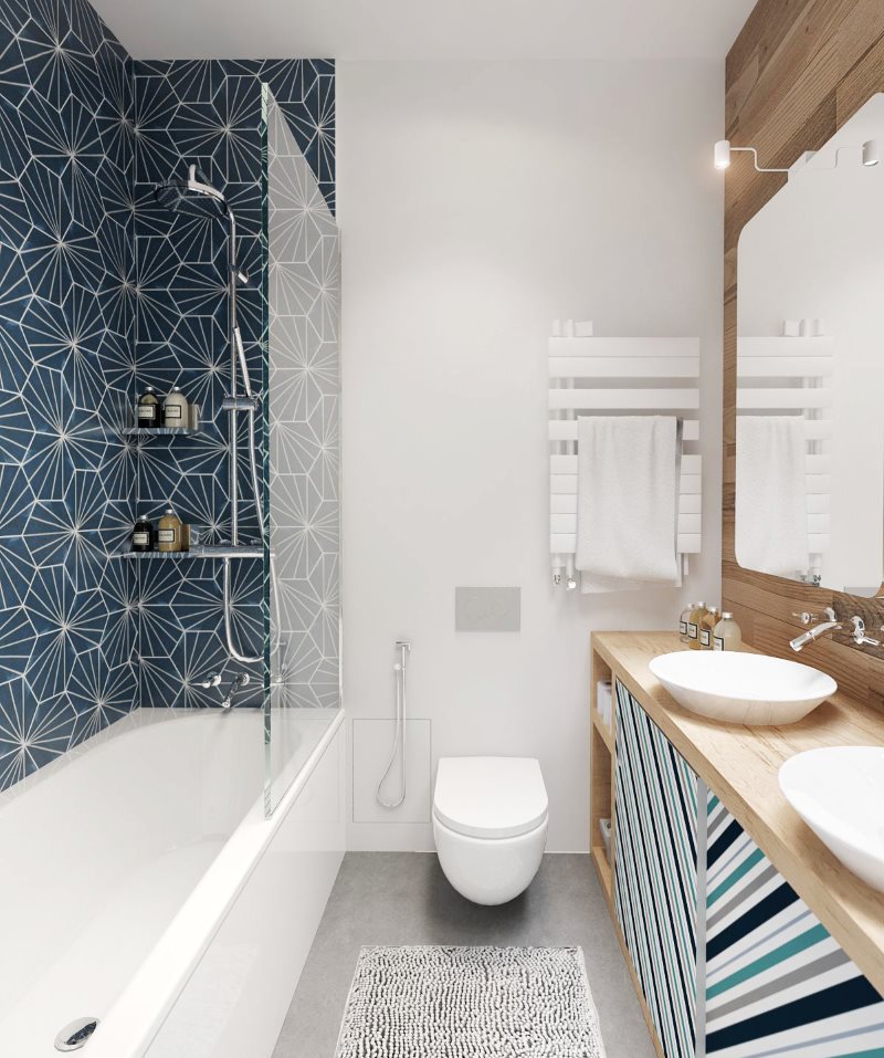 Gỗ trong nội thất phòng tắm kết hợp