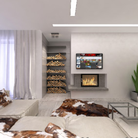 Kulit di bahagian dalam ruang tamu dapur