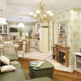 Wallpaper di dinding ruang tamu dapur