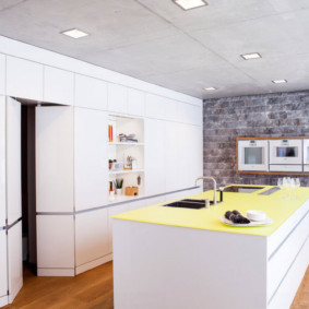 Yellow kitchen island countertop