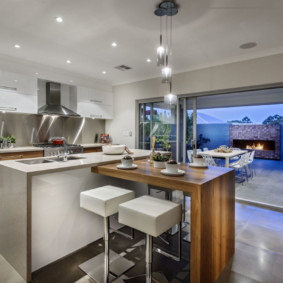 Spotlights on gray ceiling