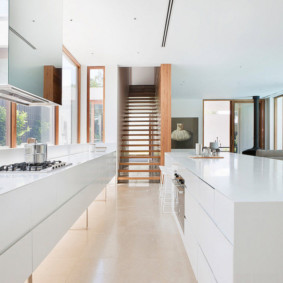 Kitchen work area along the panoramic window