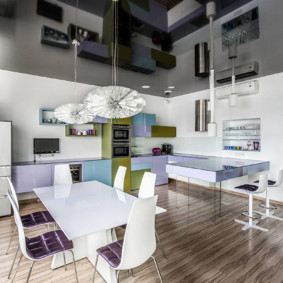 Glossy black ceiling