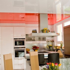 Red canvas stretch ceiling
