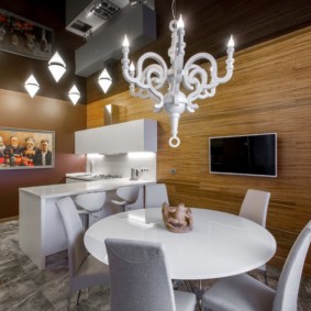 Wood panels on a kitchen wall