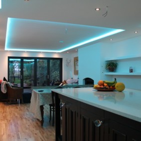 Decorative kitchen lighting in a country house