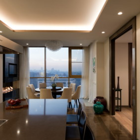 Built-in lighting on a two-level ceiling