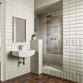 Shower in the bathroom niche of a country house