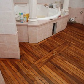Classic wooden bathroom floor
