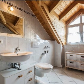 Ceramic wall decoration in the bathroom of a private house