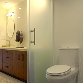 Zonificación baño combinado con puerta de cristal