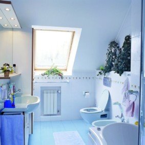 Phòng tắm gác mái trong một ngôi nhà nông thôn