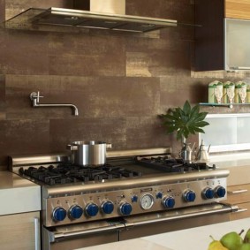 metal panels over a gas stove