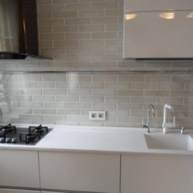 Imitation of masonry on the kitchen wall