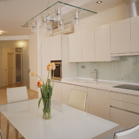 Live tulips in a glass vase