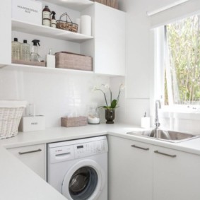 Interior of a small kitchen in white color