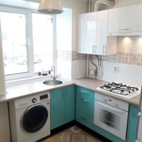 Sink under the kitchen window in a country house