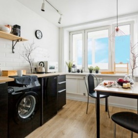 Black furniture in a bright room