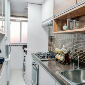 Narrow double-row kitchen