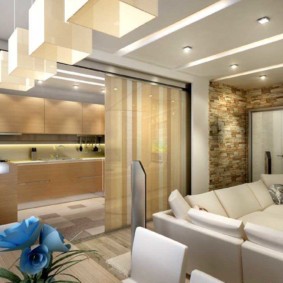 โคมไฟห้องครัวห้องนั่งเล่นในบ้านในชนบท