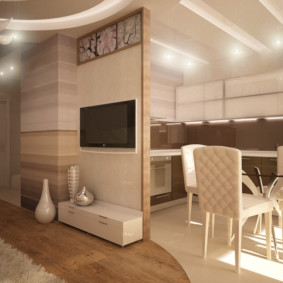 TV บนฉากกั้นในห้องครัว - ห้องนั่งเล่น