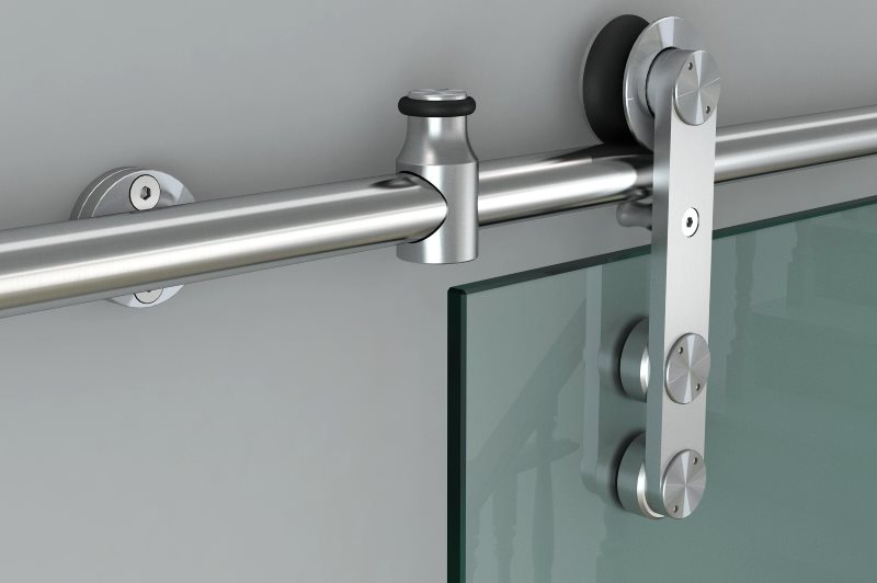 Guía de puerta corredera con rodillo y colgador