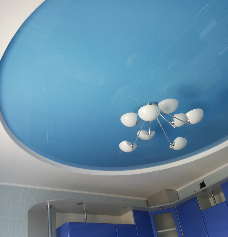 Blue stretch ceiling canvas