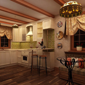 Къси завеси на прозорци в кухнята