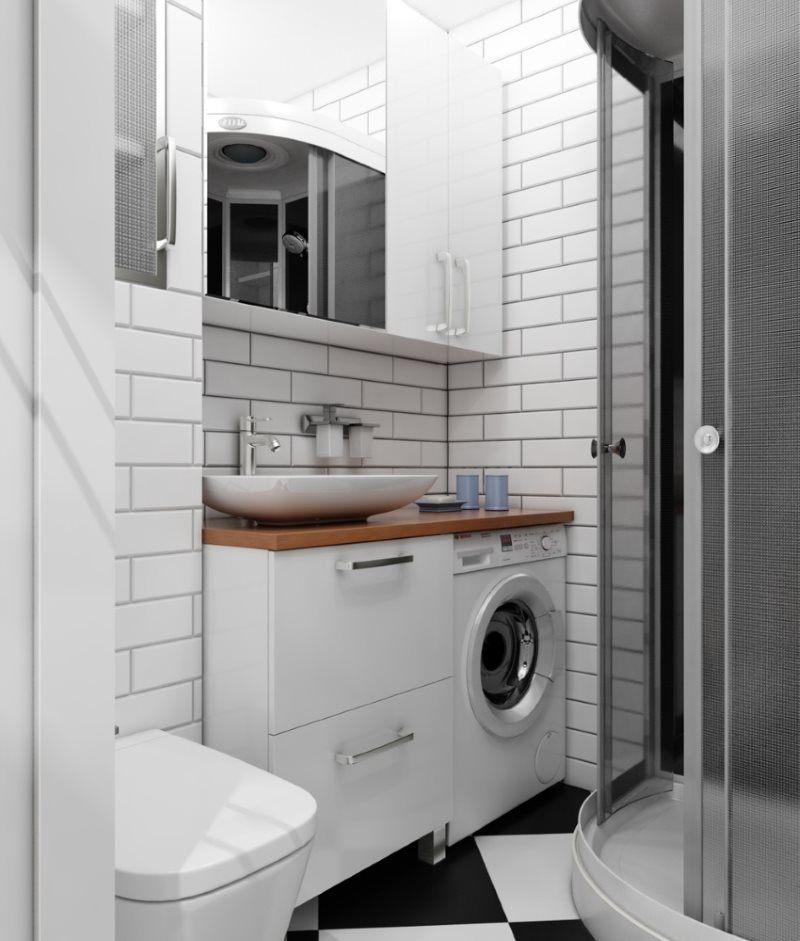 Sanglier en carreaux à l'intérieur d'une petite salle de bain