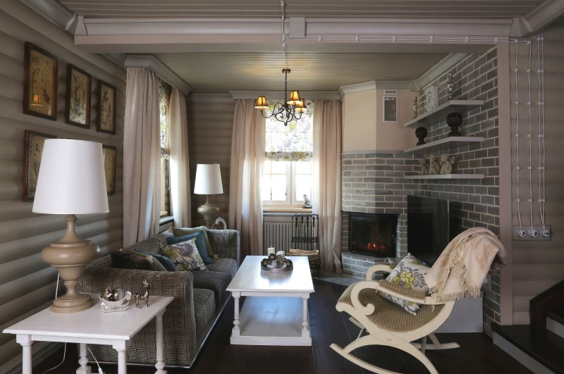 Perapian sudut di ruang tamu dapur desa