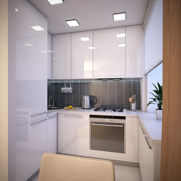 Sudut dapur Khrushchev dalam gaya minimalis