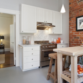 cocina con ideas de pared de ladrillo