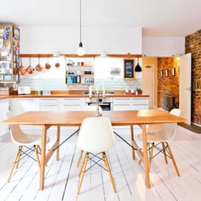 cocina con ideas de diseño de pared de ladrillo