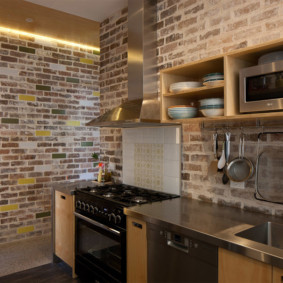 cocina con pared de ladrillo foto interior