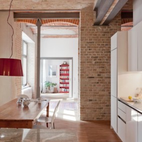 cocina con pared de ladrillo decoracion fotografica