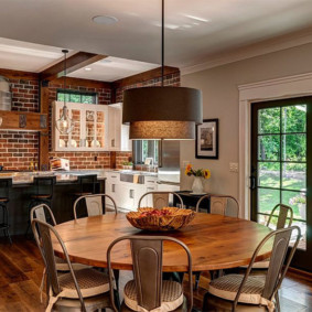 cocina con opciones de pared de ladrillo