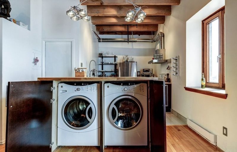 Washing machine in the kitchen island