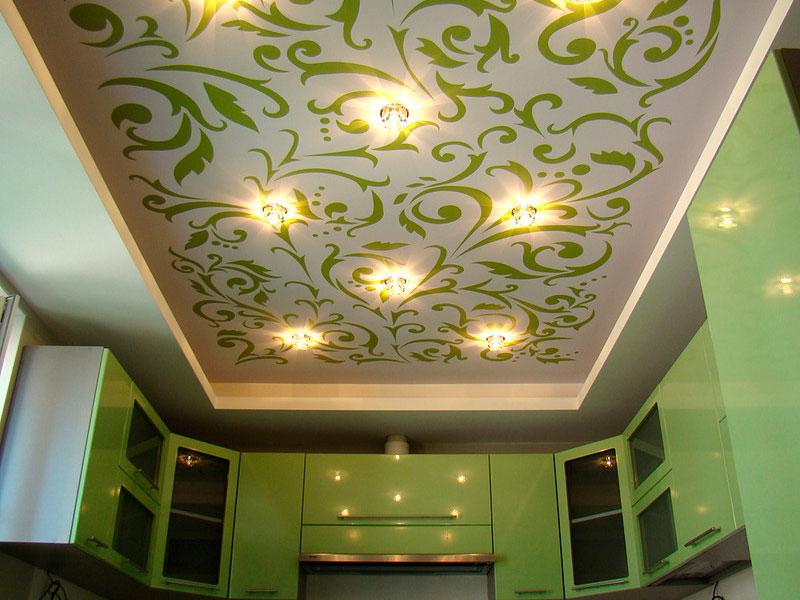 Selection of ornaments on a stretch ceiling for facades