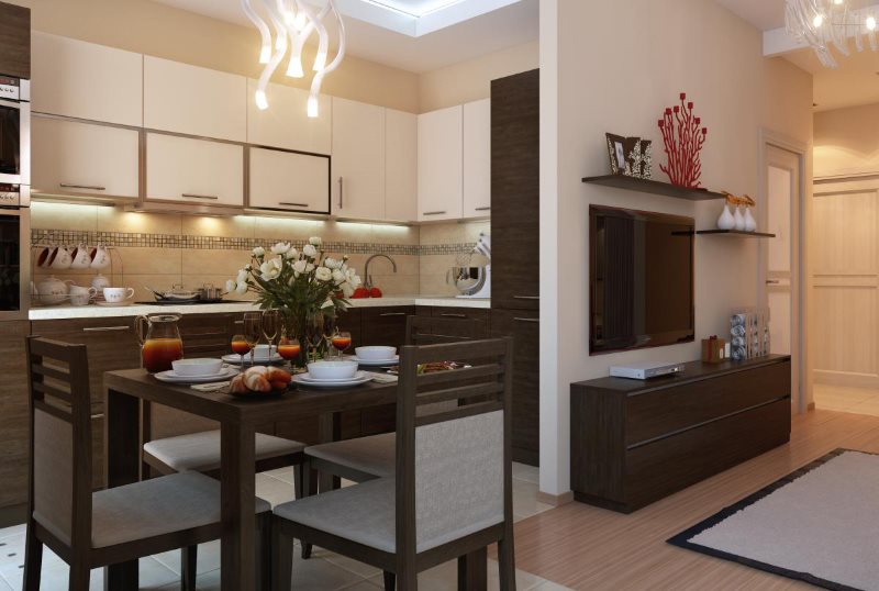 Τραπεζαρία στην κουζίνα-σαλόνι Khrushchev