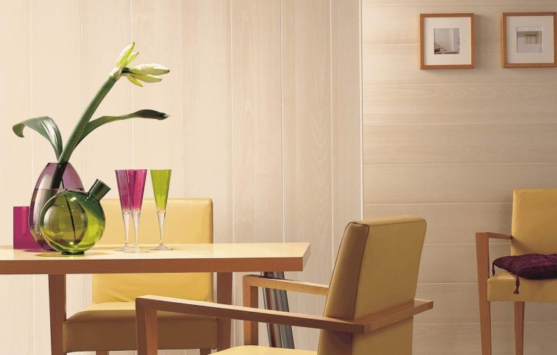 Plastic panels in the interior of the kitchen