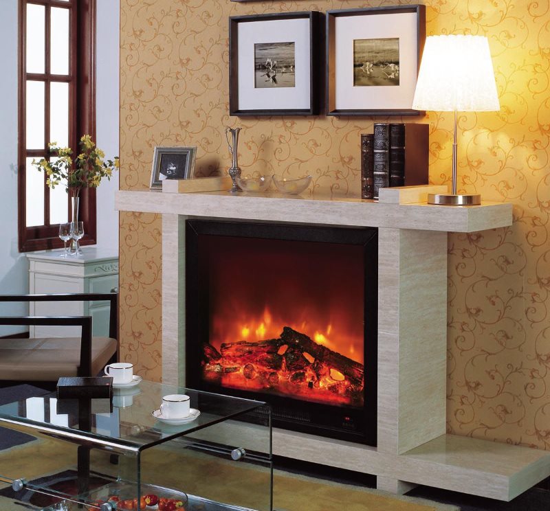 Lukisan-lukisan modular di dapur-perapian di ruang tamu