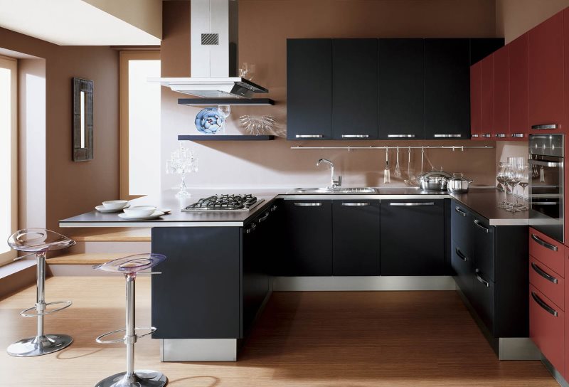 Transparent bar stools in a modern style kitchen