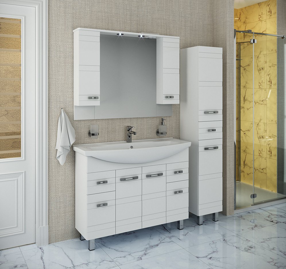 kes pensel almari dengan bakul dobi untuk idea dalaman bilik mandi