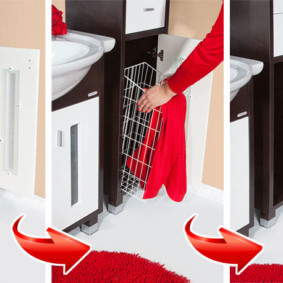 kes kes dengan keranjang linen untuk bilik mandi foto