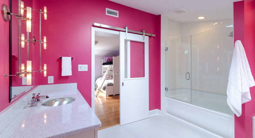 glass curtain for the bathroom photo decor