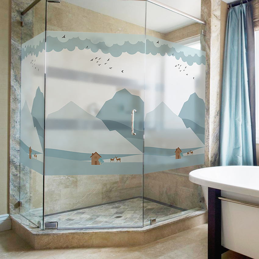 glass bathroom curtain
