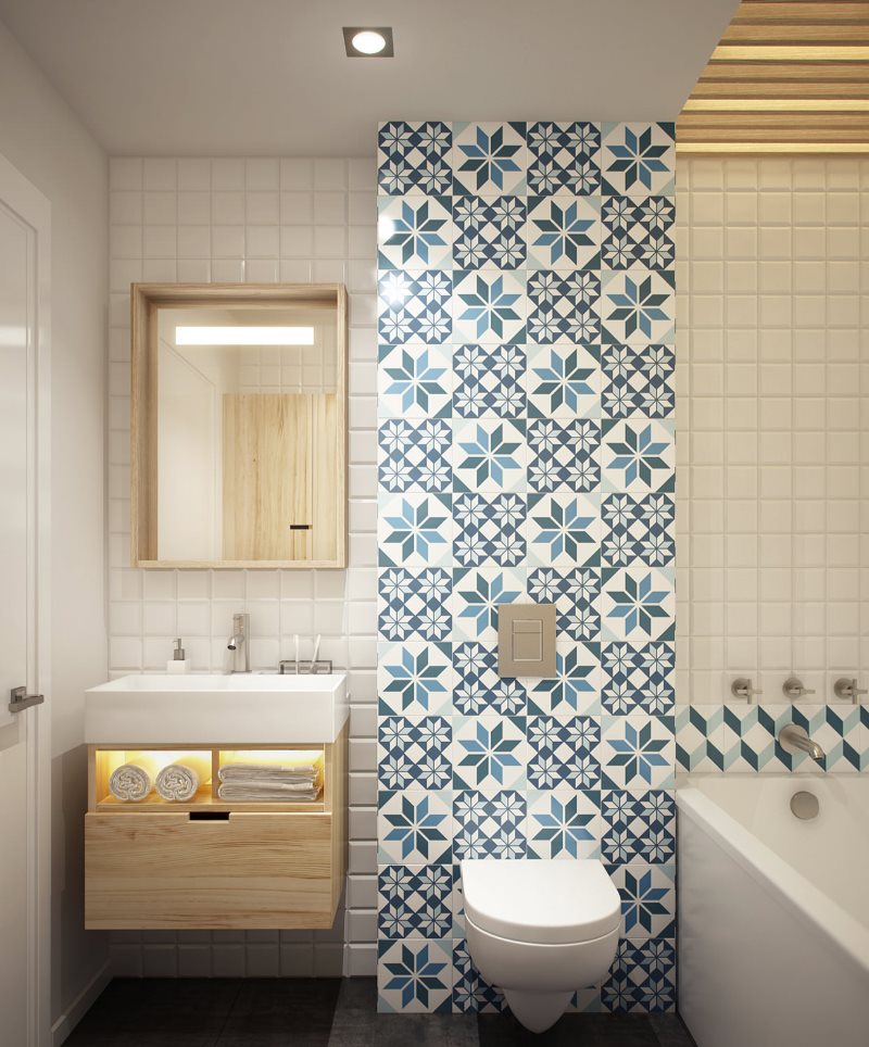 Phân vùng phòng tắm bằng gạch ốp tường