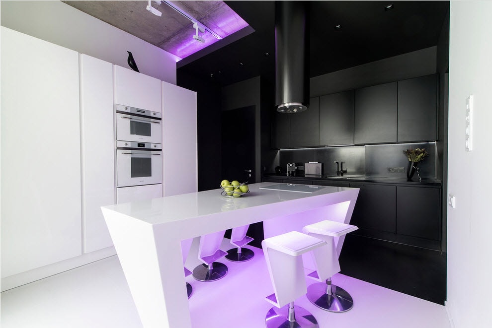 Black and white high-tech kitchen furniture